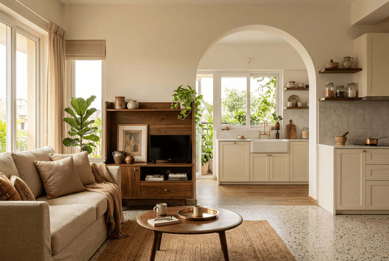 A completed warm Aakar Modular living space